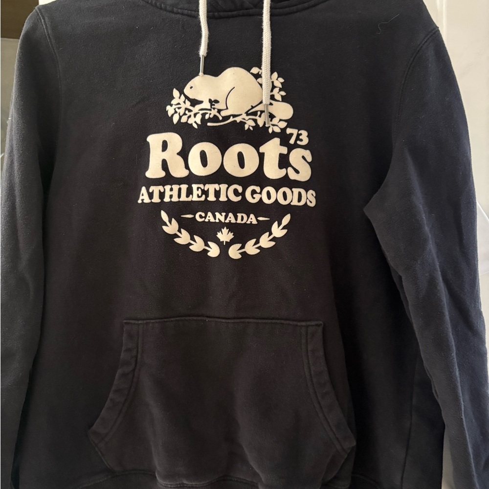 Roots womens Black Logo Hoodie Sweatshirt